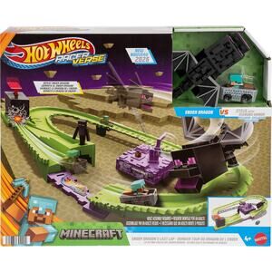 Minecraft Hot Wheels RacerVerse Diecast Track Set Diamond Armor Steve NWT